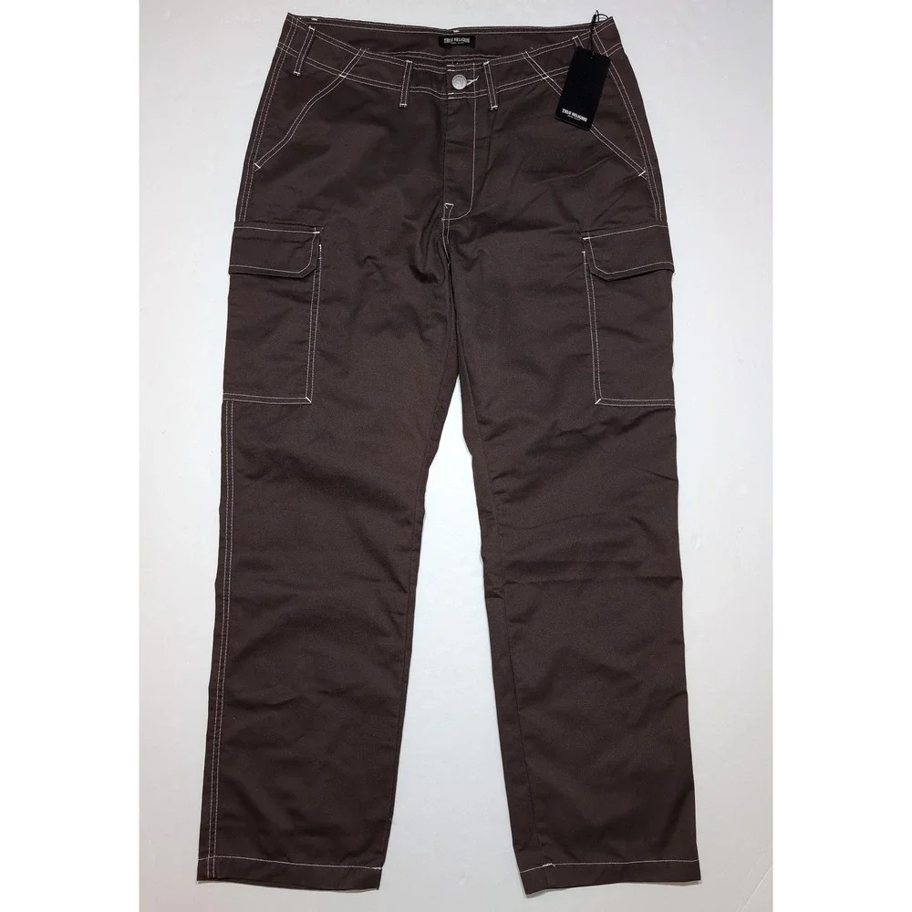 TRUE RELIGION Cargo Pants Mens 34 x 31 Brown NWT 108335
